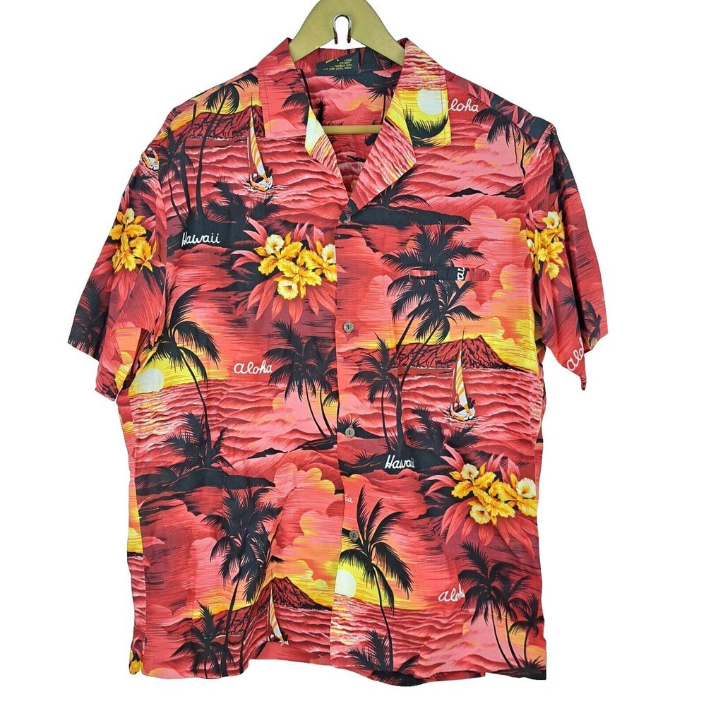 Vintage Royal Creations Hawaiian Shirt Tropical Floral Aloha 100% Cotton Size L